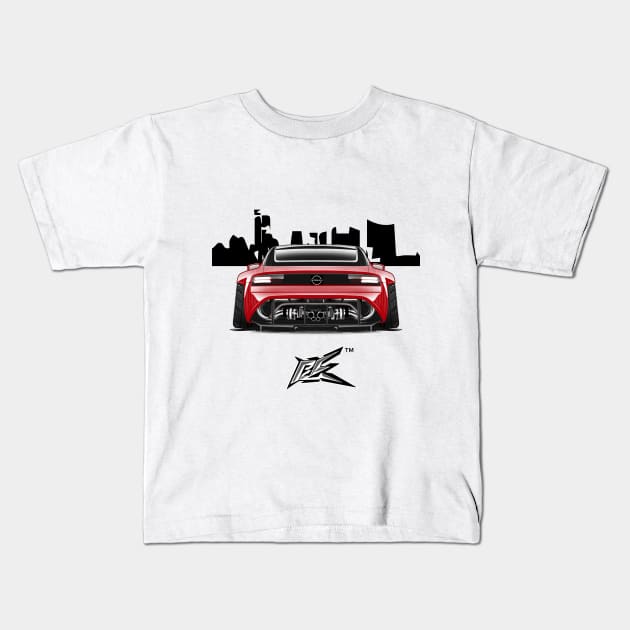 nissan 400z widebody supercharged stanced black red Kids T-Shirt by naquash